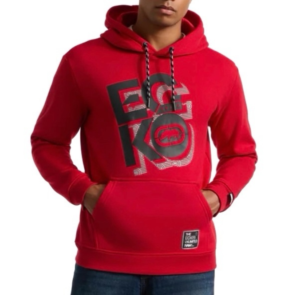 Ecko Unltd Red Hoodie Revived PO Logo Front Size Medium NWT Y2K Retro Inspired